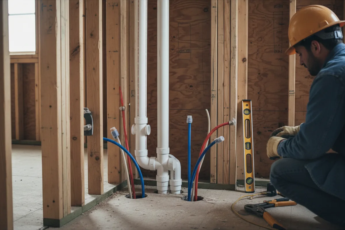 Drain and supply rough-in during Leak Detection in Stambaugh